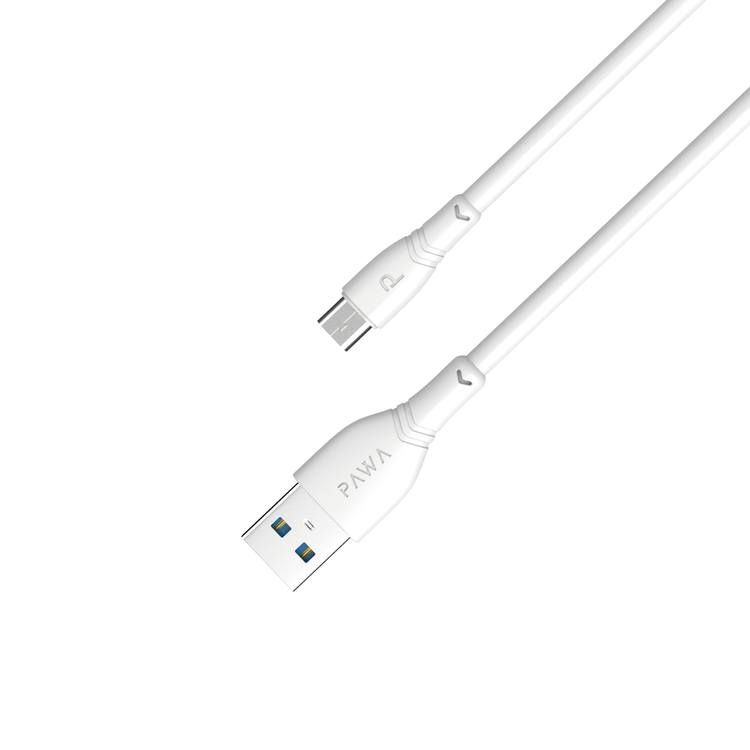 Pawa PVC 2.4A Data & Quick Charging Micro Cable 1.2M/4FT - White
