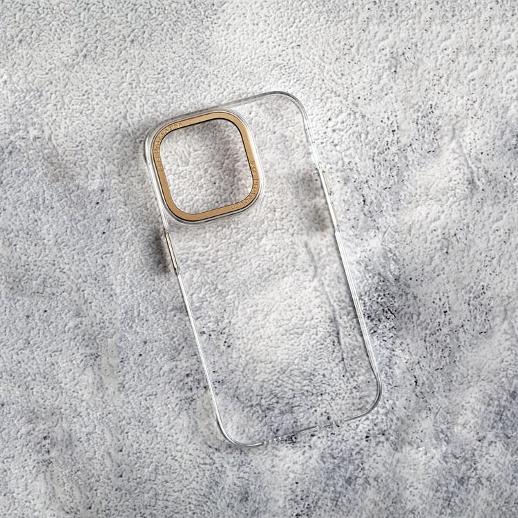 غطاء خلفي شفاف من Levelo Sensa لهاتف iPhone 14 Plus، حلقة كاميرا معدنية، حواف مقاومة للصدمات، شفاف للغاية، سهل التركيب - شفاف/شامبانيا