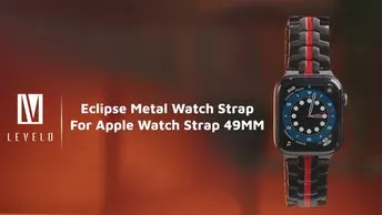 Levelo Eclipse Stainless Steel Watch Strap in UAE | for Apple Watch 42/44/45/49mm - Black / Red | (LVLMWSBKRD)