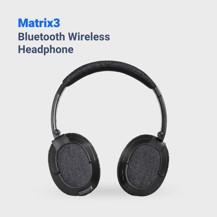 سماعات MEE Audio Matrix3 اللاسلكية مع ميكروفون مدمج متعدد الاتجاهات، حافظة حماية فاخرة، زر تحكم متعدد الوظائف، تقنية aptX لتقليل التأخير، عمر بطارية يصل إلى 28 ساعة، وقت شحن ساعتين، منفذ شحن Micro-USB - أسود