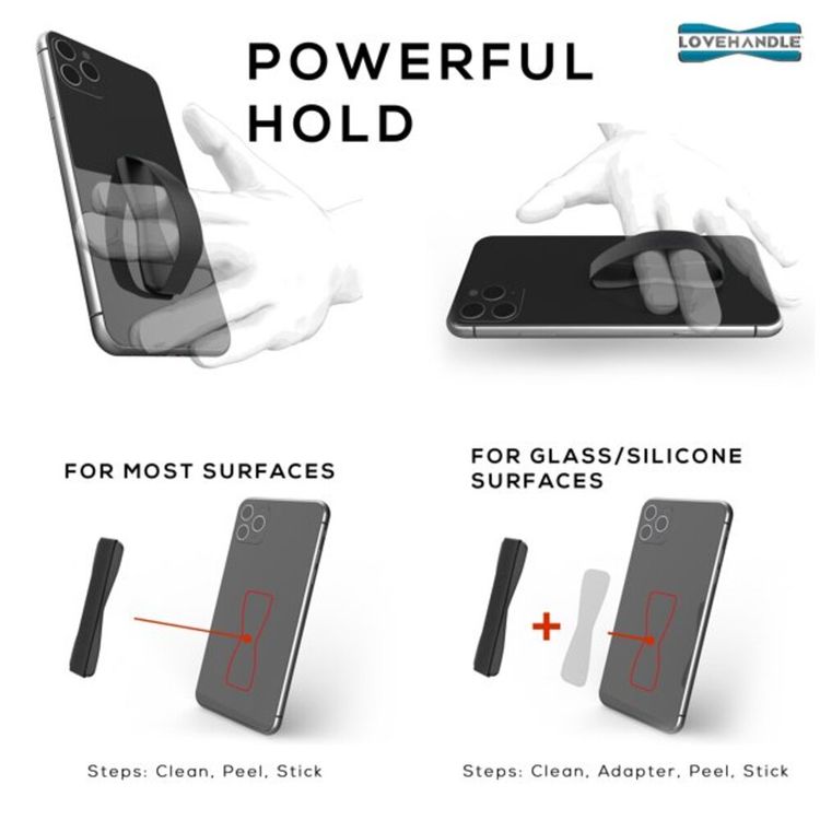  هاندل قبضة الهاتف المحمول بحزام مطاطي | حزام الهاتف المحمول اللاسلكي متوافق مع الشحن - خط أزرق