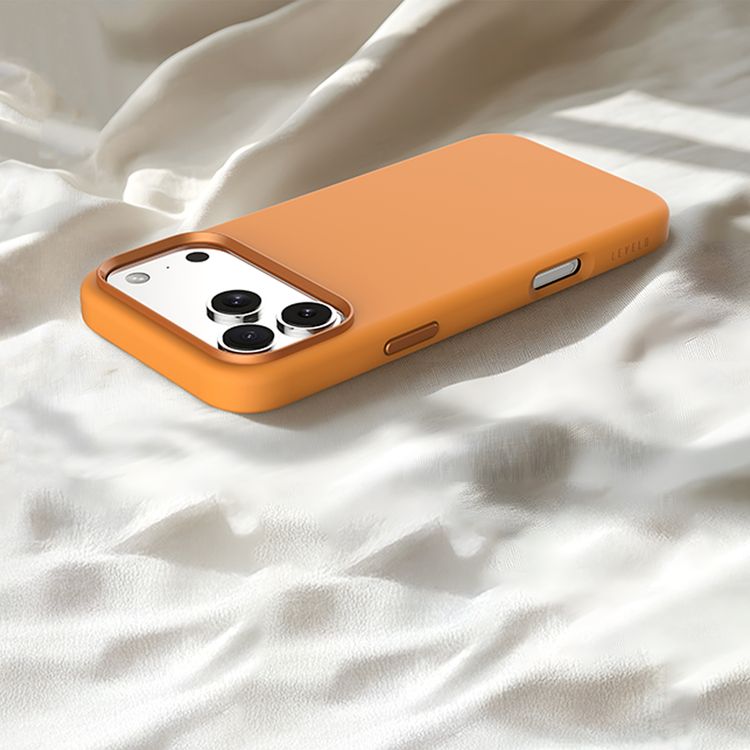 Levelo Iris MagSafe Liquid Silicone Case for iPhone 17 Pro, Strong Magnets, Drop-Tested, Aluminum Alloy Frame for Camera & Buttons, Shock-Resistant Bumper, Premium Silicone Grip - Orange