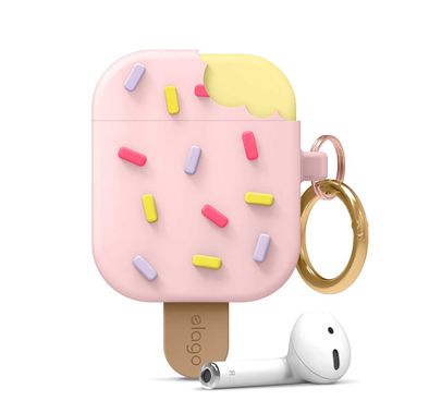 Elago Ice Cream Case Compatible with Airpods 1 & 2, 3D Design, Premium Silicone, Fits Perfectly, Drop Resistant, Shock Resistant, Supports Wireless Charging, Durable - Lovely Pink