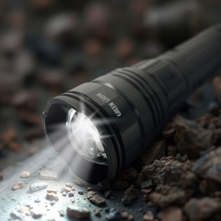 Green Lion Hyper Ray LED Torch with LED Display, Built-in Power Bank, Up to 8 Hours Working Time, 5 Light modes, 30W Power, Aluminum Alloy Material, 2000 Lumens Brightness - Black