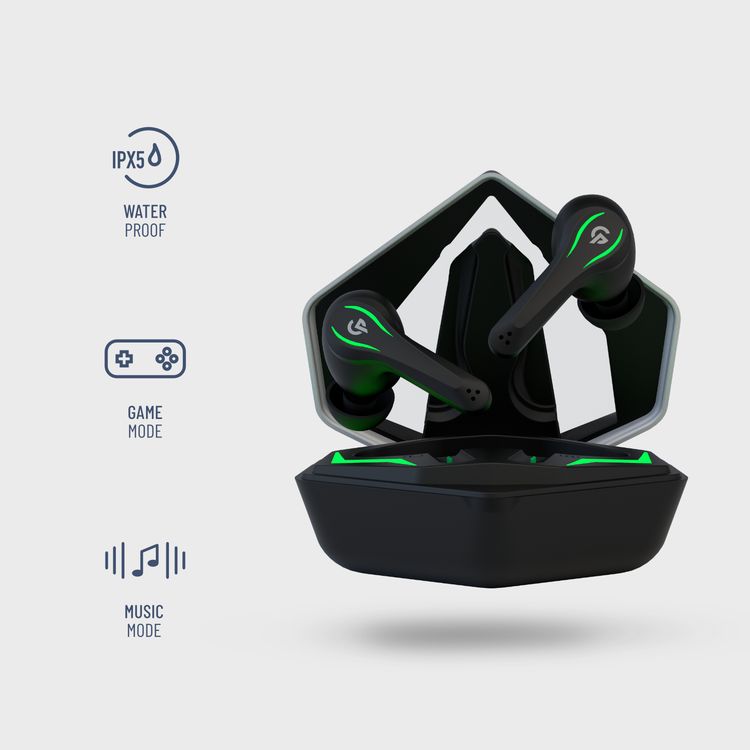 Porodo True Wireless Gaming Earbuds with Touch Control, Music and Game Mode, IPX5 Water Resistant Rate, Dual Microphone Crisp Sound, 1 Hour Charging Time, 5 Hours Playtime - Silver