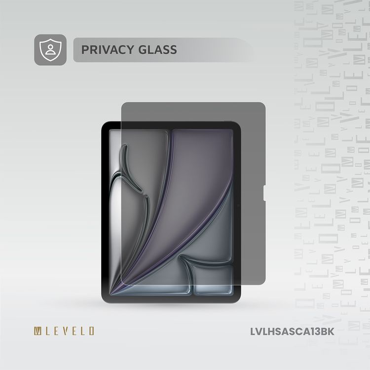 Levelo High Silicone Aluminum Glass Privacy Screen Protector for iPad Air 13" 2024, Scratch Resistance, Touch Sensitivity, Hydrophobic & Oleophobic Coating - Privacy