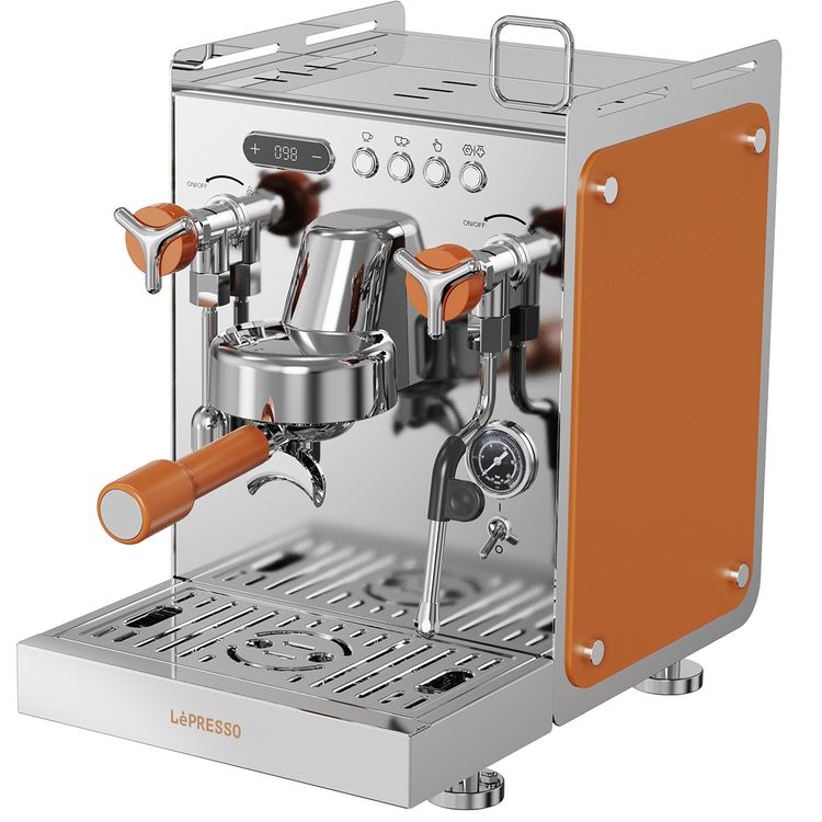 LePresso Commercial-Home Espresso Machine with Dual Boiler System, 3 Steam & Water Temperature Levels, Automatic Pressure Relief, Hot Water & Milk Steamer, Customizable Brewing, 6 Pre-Brewing Options, Water Boiler System - Silver