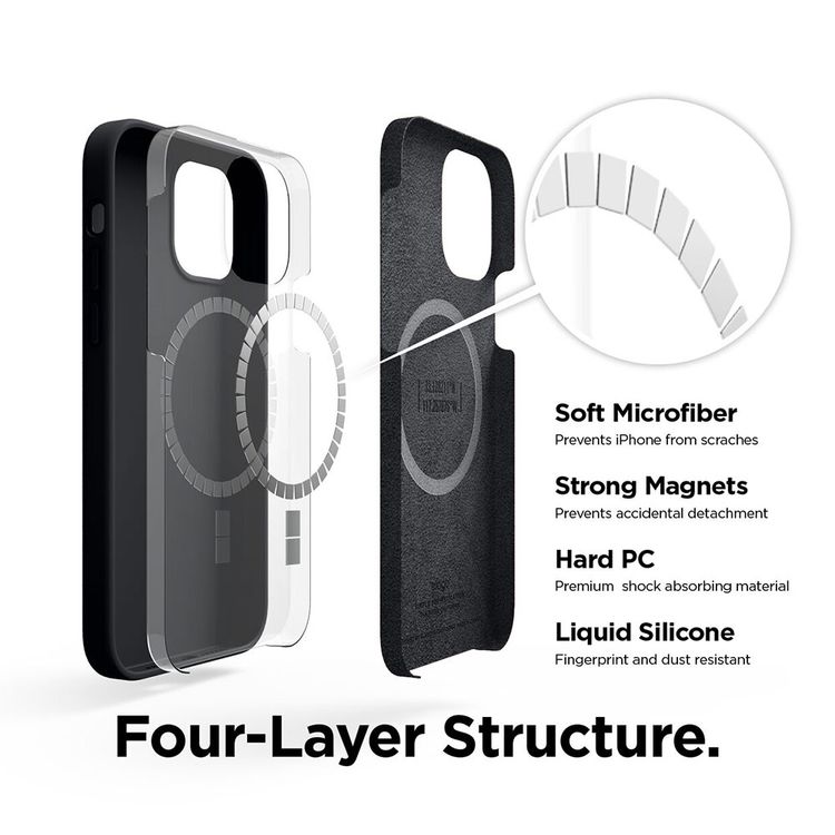 Elago Silicone Case Suitable with MagSafe, Back Shield Case Compatible for iPhone 12 / 12 Pro (6.1") Anti-Scratch, Easy Access to All Ports - Black