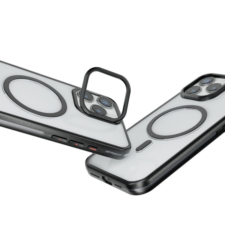 Levelo Elio PC Case with Camera Ring Stand for iPhone 16 Pro Max, Built-in Kickstand, MagSafe Compatible - Black 
