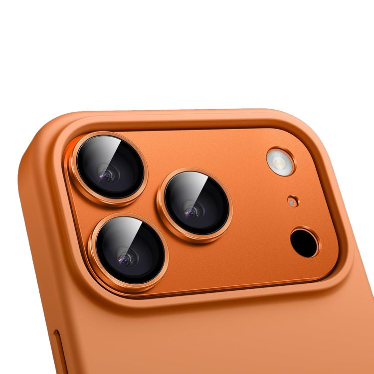 Levelo Trio Pro Max, Camera Lens Protector for iPhone 17 Pro Max, Anti-Glare Coating, Scratch Resistant, Ultra-Clear Glass, Oleophobic Coating, Double-Sided AR Glass, Detachable Camera Protector, 0.33mm Thickness - Orange