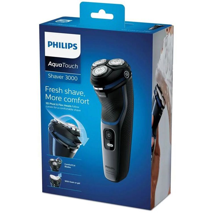 ماكينة الحلاقة الكهربائية الرطبة والجافة سلسلة 3000 من فيليبس-S3122/50 - أسود