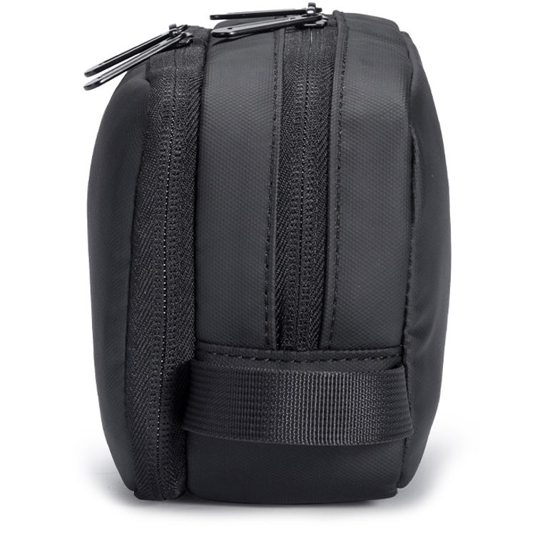 Porodo Ultralite Organizer Pouch with Dual Compartmnts, Zipper Closure, High-Quality Polyester Material, Water-Repellant Surface, Internal Mesh Pockets, Quick-Grab Handle, Compact Design - Black