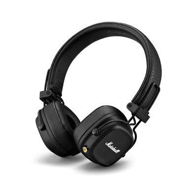 Marshall Major IV On-Ear Wireless Headphones, Foldable Design, 80 Hours of Wireless Play Time, Bluetooth Multipoint Connectivity, Fast & Wireless Charging, Bluetooth Version 5.0, 3 Hours Charging Time, 10 m Bluetooth Range - Black