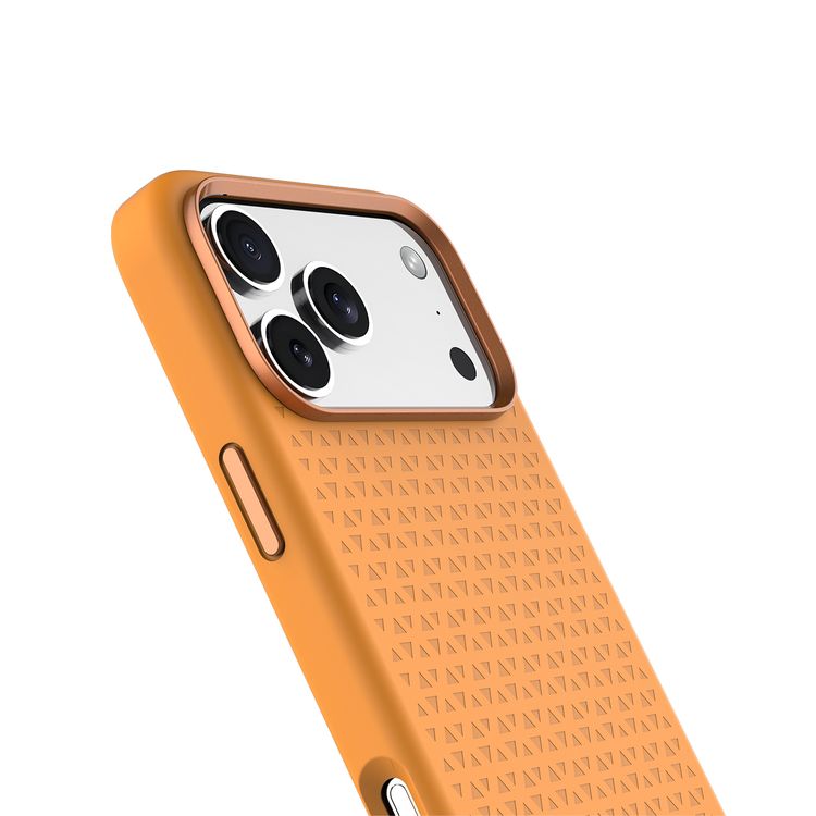 Levelo Fiora MagSafe Liquid Silicone Case for iPhone 17 Pro Max, Strong Magnets, Aluminum Alloy Frame for Camera & Buttons, Shock-Resistant Bumper, Premium Silicone Grip - Orange