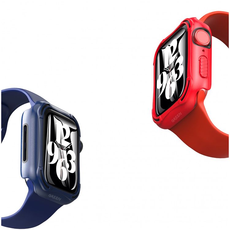 Green Lion Guard Pro Defense Edge Case with Glass Protector for 44mm Apple Watch, Supports Wireless Charging, Easy Installation and Bubble-free, 360° Full-body Protection, Shock-absorbent and Anti-shatter, Premium PC and TPU Material, Slim and Lightweight - Red