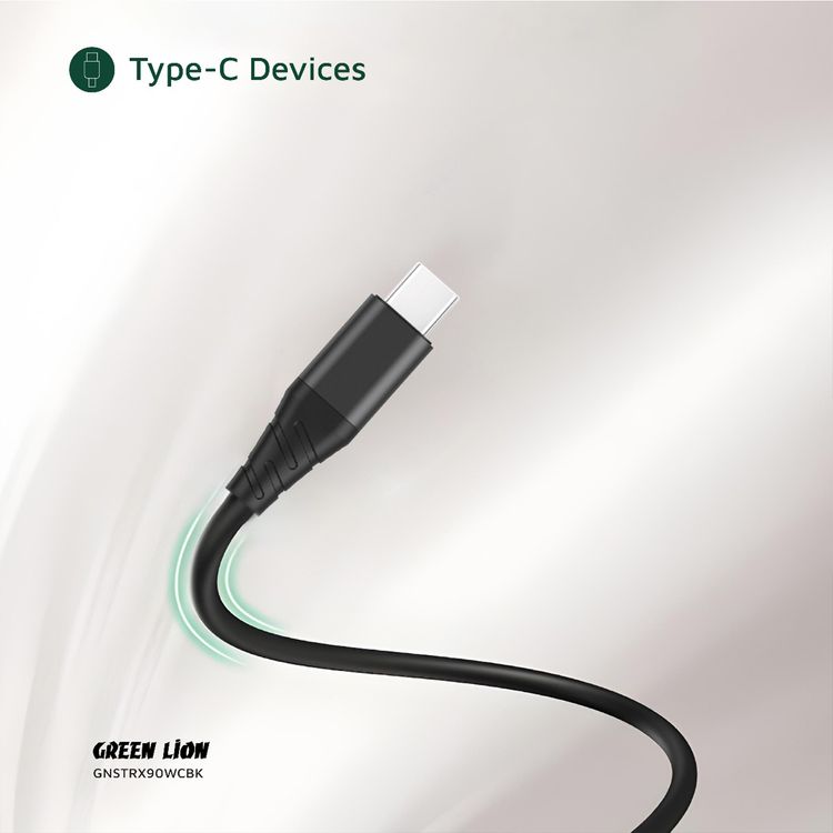 Green Lion Stereo X90 Type-C Wired Earphones with Built-in Microphone, 1.2m Cable Length, Voice Assistant, Hands-Free Calling, 10mm Speaker, Volume Control - Black