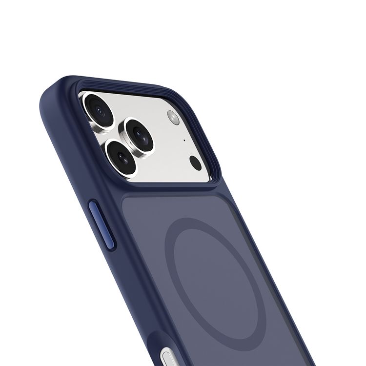 Levelo Matteo Hybrid Kickstand Case with Matte Design for iPhone 17 Pro Max, Anti-Fingerprint Coating, Impact-Resistant Corners, Raised Bezels for Camera & Screen, MagSafe Compatible, Shock-Resistant Bumper, Drop-Tested - Dark Blue