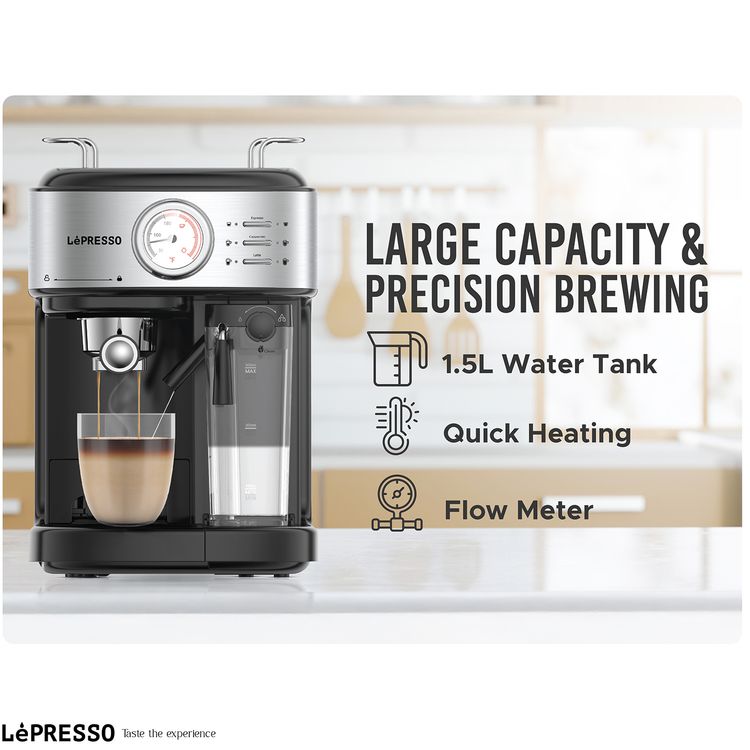 ماكينة تحضير القهوة ليبرسو 20 بار، مضخة ضغط قوية مع فلتر كبسولة وقمع - أسود