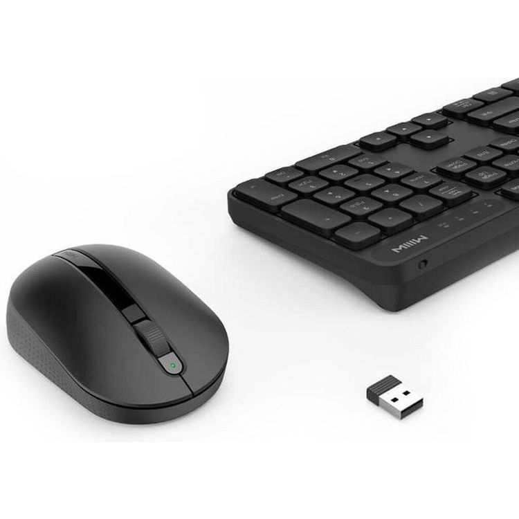 Xiaomi MWWC01 Wireless Keyboard Mouse Combo, Stylish Slim Rechargeable Keyboard 104 Keys Full-Size Quiet Rechargeable Keyboard Mouse Set for Windows Computer Laptop - Black