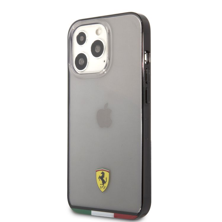 CG MOBILE Ferrari Italia Stripe Transparent Hard Case Print Logo Compatible for iPhone 13 Pro (6.1") Scratches Resistant, Easy Access to All Ports