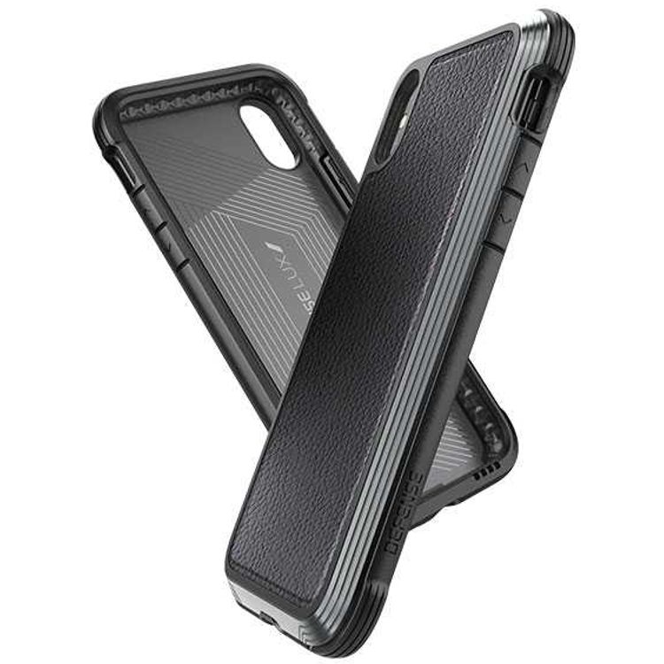 X-Doria Defense Lux Phone Case Compatible for iPhone X (5.8") Suitable with Wireless Charging - Black Leather