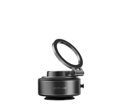 Green Lion GX-29 Auto Suction Phone Holder with 360° Rotation, Strong Suction Cup, 1.5kg Adsorption, One-Hand Operation, MagSafe Compatible, Type-C Charging, 14 Days Working Time - Matte Black