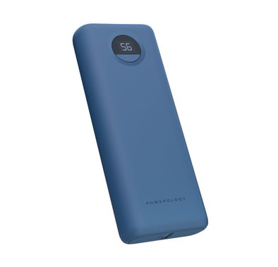 Powerology Quick Charge Power Bank 20000mAh PD 30W, Super Compact, USB-C Input & Output, USB-A Output, Fast Charging, Digital Display Indicator - Blue