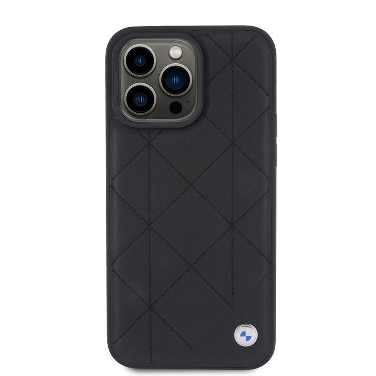 BMW Leather Case with Sign Quilted Pattern for iPhone 15 Pro Max