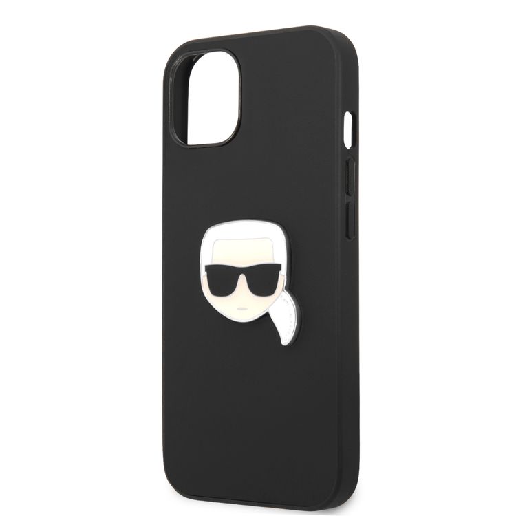 CG MOBILE Karl Lagerfeld PU Leather Case Karl Head Metal Logo Compatible for iPhone 13  (6.1") Anti-Scratch, Easy Access to All Ports, Drop Protection & Shock Absorption