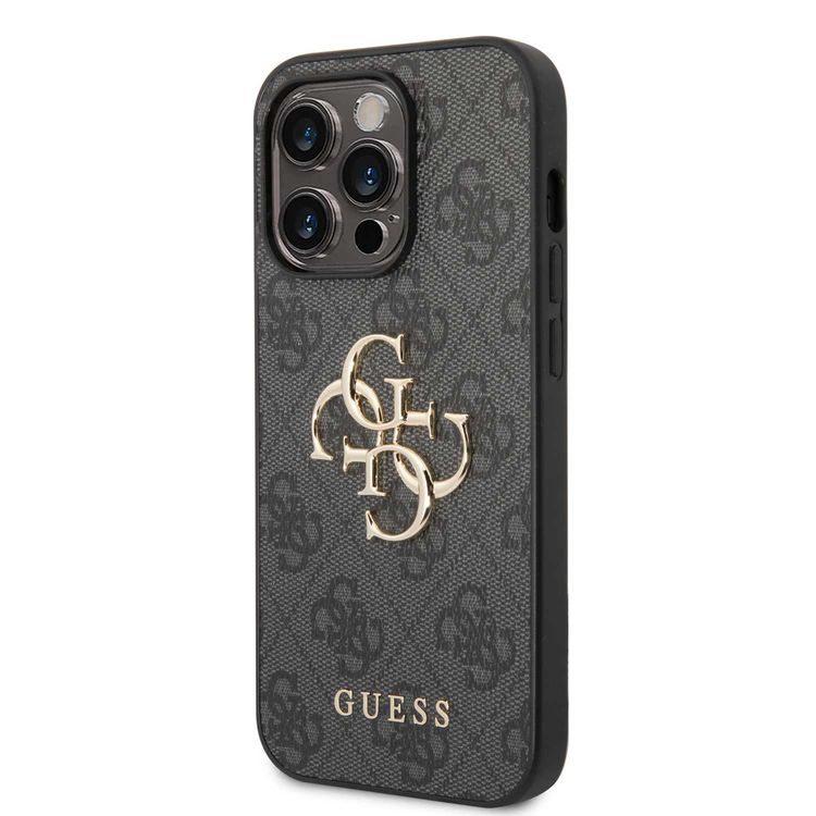 Guess PU Leather Case with 4G Metal Logo - Grey - iPhone 15 Pro