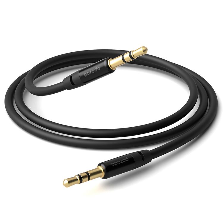 Powerology Lightning to Aux Cable with Aluminum Braided Coil, 1.2m Length, +5000 Bends Lifespan - Gray