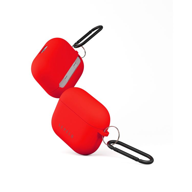 غطاء Levelo Gorra Hybrid Silicone لسماعات AirPods 3 مع حلقة تسلق معدنية، مقاوم للصدمات، تصميم هجين، خفيف الوزن ونحيف - أحمر