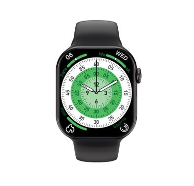 Green Lion Communicate Lite 42mm Smart Watch with 1.85 Inch IPS Display, 230mAh Battery Capacity, 2-3 Days Working Time, 10 Days Standby Time, Bluetooth Version 3.0 + 5.4, Wireless Charging, Double Tap Function, Dynamic Island, Always-On Display, 500+ Watch Faces - Black