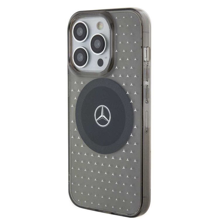 Mercedes-Benz iPhone 15 Pro Max Transparent Magsafe Case Stars Pattern - Black
