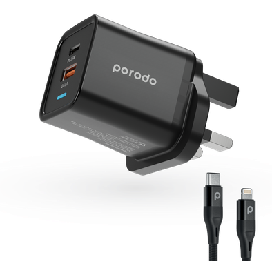 Porodo Dual Port PD + USB-A (35W+18W) Charger with Type-C...