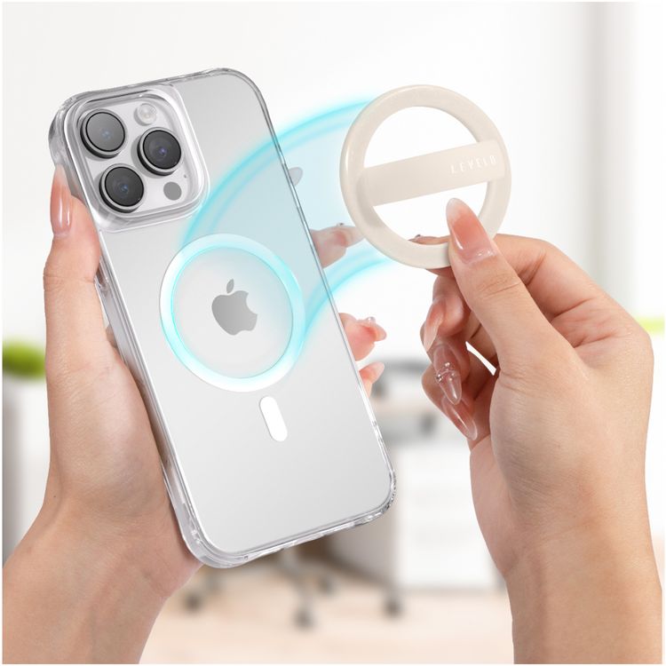 حامل حلقة هاتف ليفيلو لونا ماج سيف مع قبضة مريحة، دوران كامل 360، سطح غير قابل للانزلاق - ذهبي وردي
