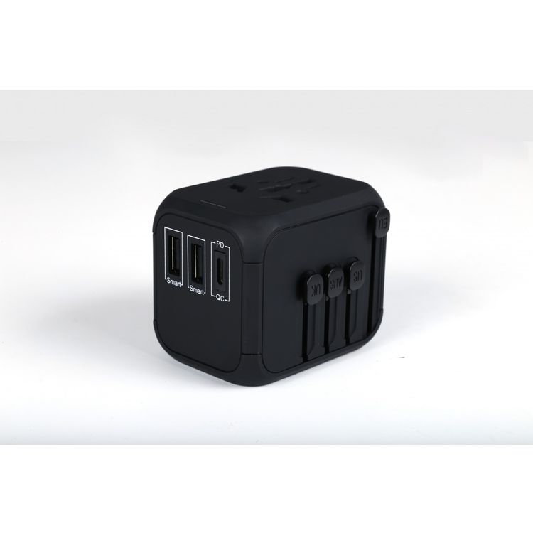 Powerology Universal Travel Adapter 2.4A + PD 18W - Black