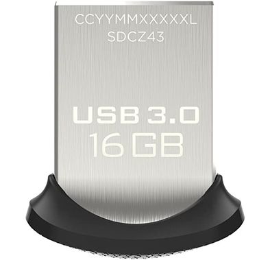 Sandisk SDCZ43-016G-GAM46 Ultra Fit USB 3.0 Flash Drive - 16GB- Silver Black (Pack of1)