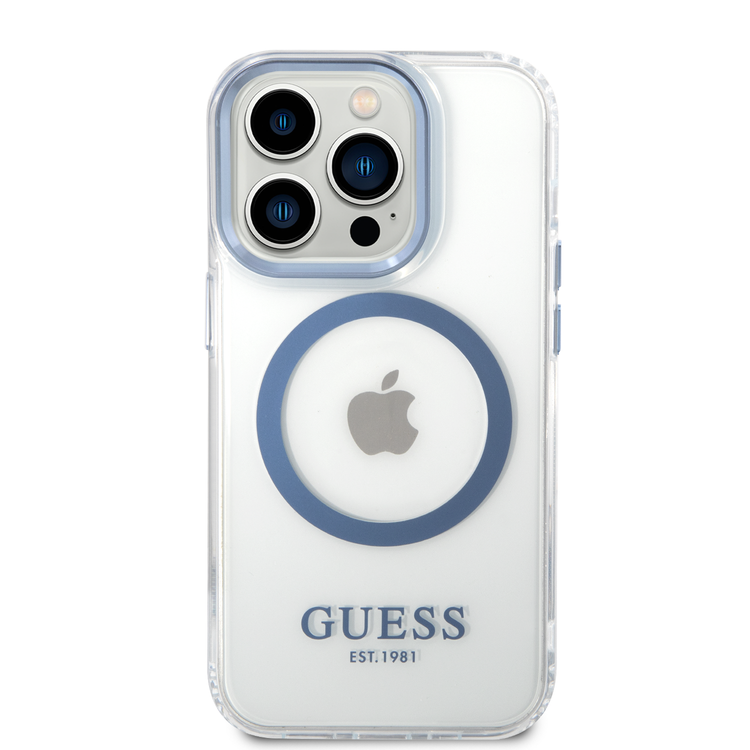 Guess Magsafe Compatibility Transparent Outline iPhone 14 Pro Max Compatibility - Blue