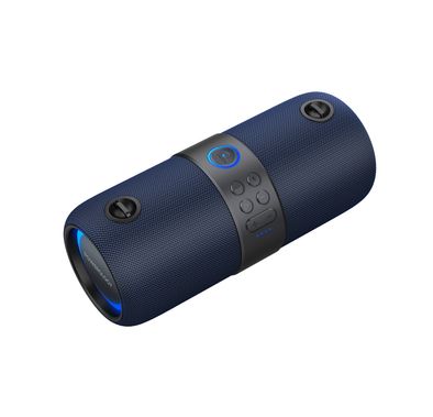 Powerology Cypher Portable Bluetooth Stereo Speaker with RGB Lighting, Up to 5.5 Hours Play Time, 3600mAh Battery, 10m Transmission Range, Compatible with Siri & Google Smart Assistant - Dark Blue