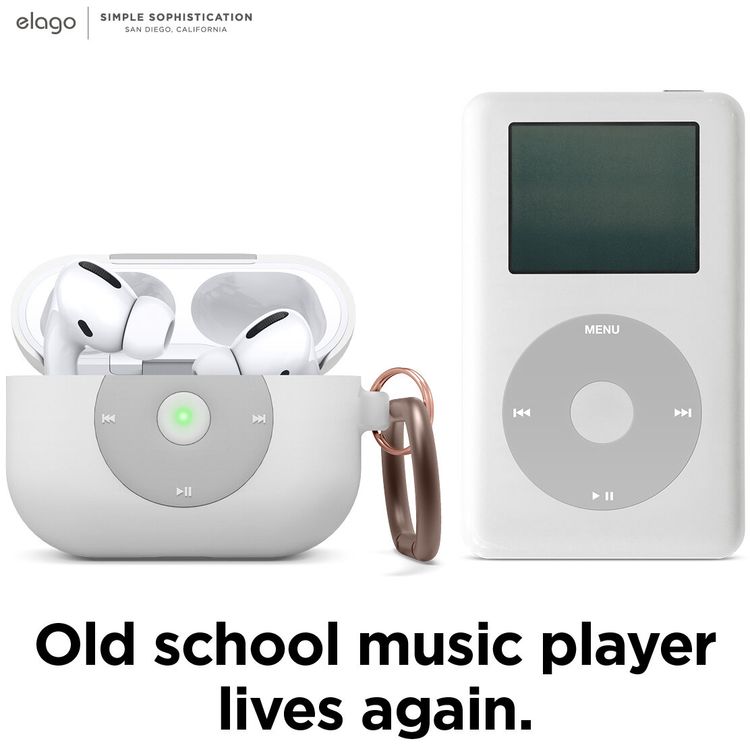 Elago AW6 Hang Case Compatible for AirPods Pro, Old School Music Player Design, Scratch Resistant, Shock Absorption, Drop Protection, & Dustproof Protective Silicone Cover