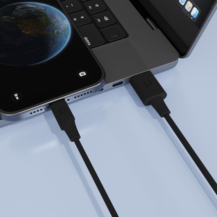 كيبل باورولوجي باور سينك فليكس USB-A إلى لايتنينغ بطول 1.2 متر، عمر افتراضي يصل إلى 10000 انحناء، شحن سريع ونقل بيانات، مصنوع من مادة TPE مصبوبة، سرعة نقل بيانات تصل إلى 480 ميجابت في الثانية - لون أسود