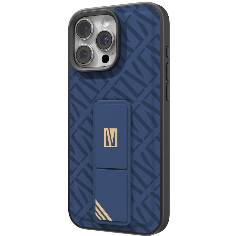 كفر حماية ليفيلو مورفيكس كويرو بمسند لهاتف آيفون 16 برو، قبضة مدمجة، سهل التركيب، زوايا مقاومة للصدمات - أزرق