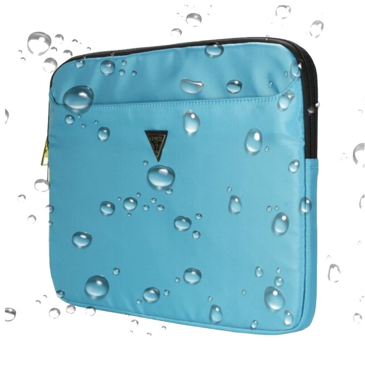 Guess Laptop Sleeve for Computer 13" with High-Quality Nylon Material, 3 Pockets, Zipper Closure, Water-Resistant - Light Blue