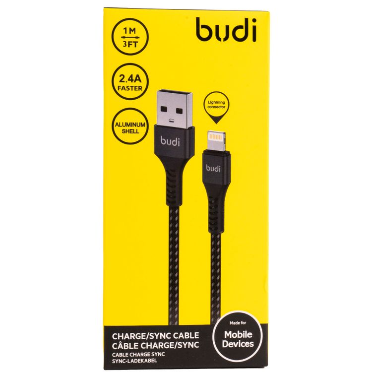 Budi Lightning Cable Connector / USB Port 2.0 - Black