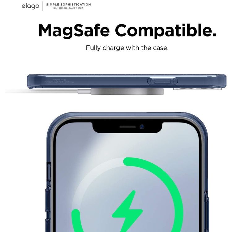 Elago Hybrid Case Compatible for iPhone 12 Pro Max (6.7"), Shock Absorbing Case Suitable Wireless Charging, Screen & Camera Protection - Jean Indigo