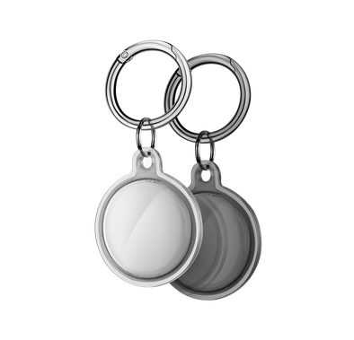 Viva Madrid Claro Duo Bundle 360 Shockproof Silicone Case with Metal Carabiner for AirTag, Easy to Carry Anti-Lost Holder Suitable for AirTag Bluetooth Tracker Black & Clear