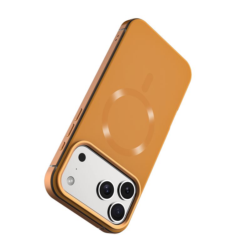 Levelo Opulis MagSafe Frosted Case for iPhone 17 Pro, Liquid Silicone Comfort, Anti-Scratch, Aluminum Alloy Frame for Camera & Edges, Anti-Fingerprint, Strong Magnets, Multi-Layer Design, Shock-Resistant Bumper, Non-Slip Surface - Sunrise Orange