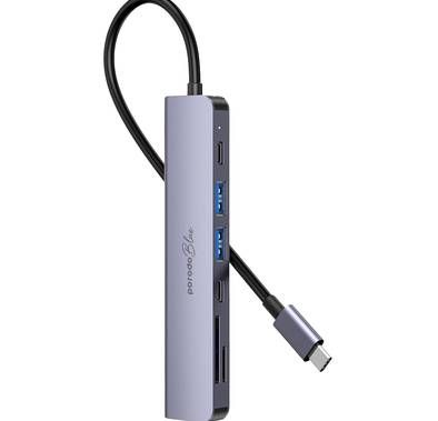 Porodo Blue 7 Ports USB-C HUB 4K HDMI & Dual USB-C, 100W ...