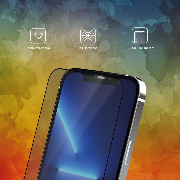 Liberty Guard Matte Full Cover Rounded Edge Screen Protector for iPhone 13 Pro/13 with Dust Filter, Anti Shock & Anti Impact - Black